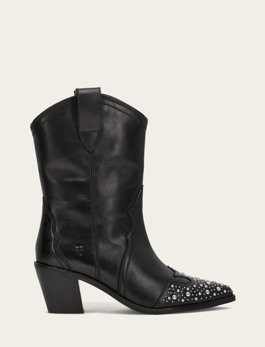 Frye Women's Black Sara Wingtip Stud Boot Black