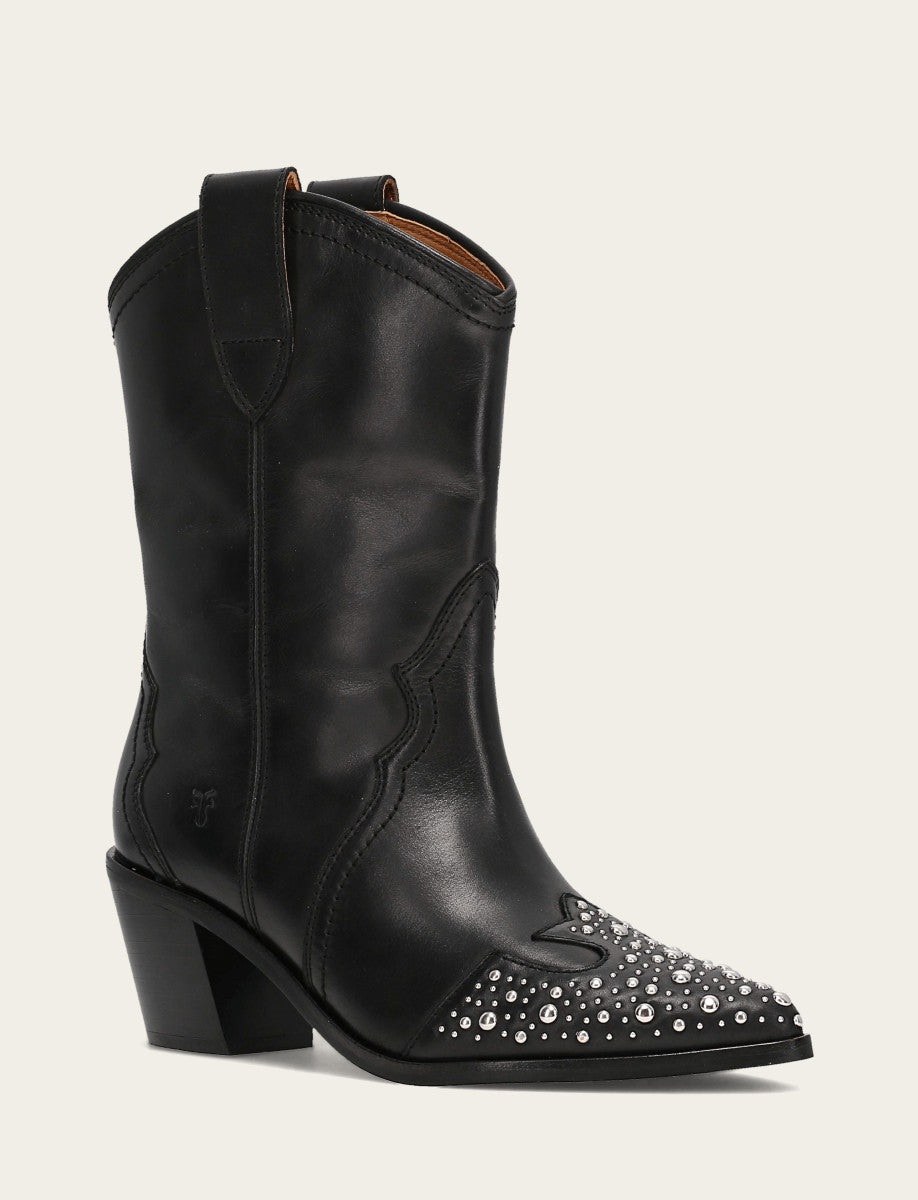 Frye Women's Black Sara Wingtip Stud Boot Black