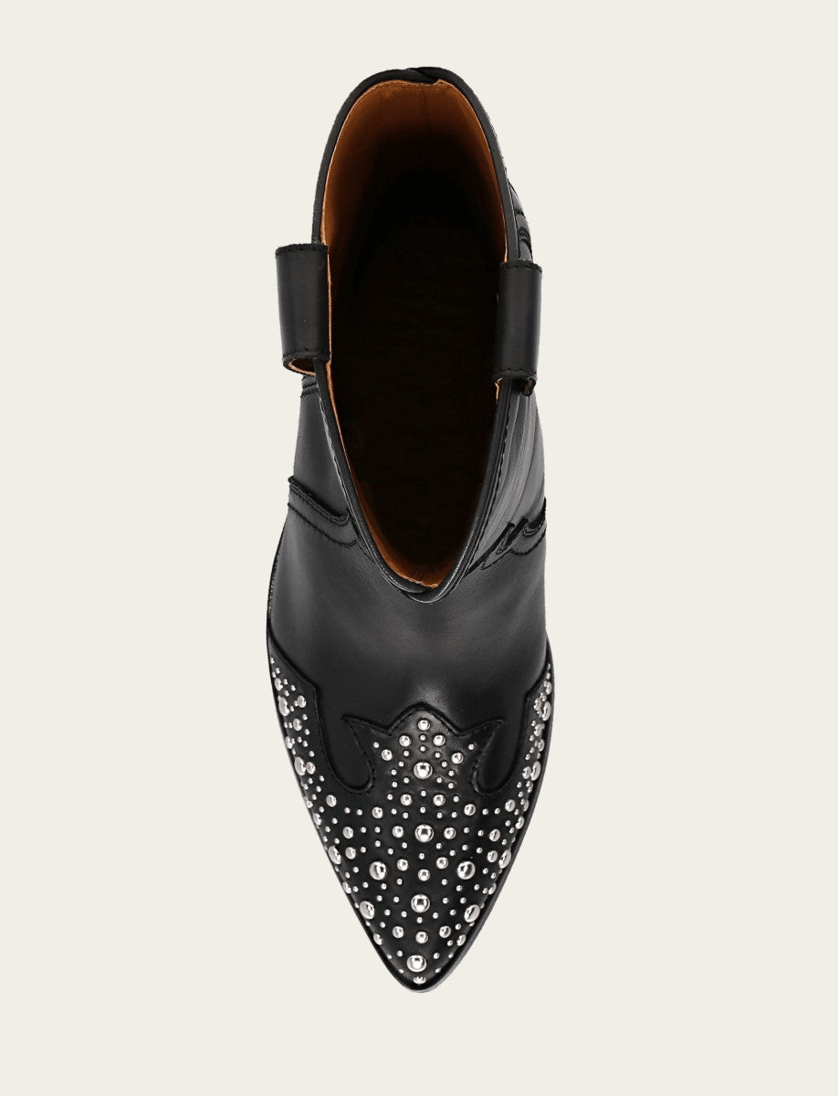 Frye Women's Black Sara Wingtip Stud Boot Black