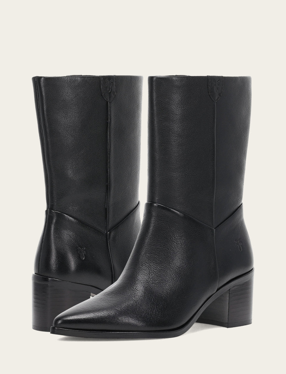Frye Women's Black Sadie Softy Mid Booties Black