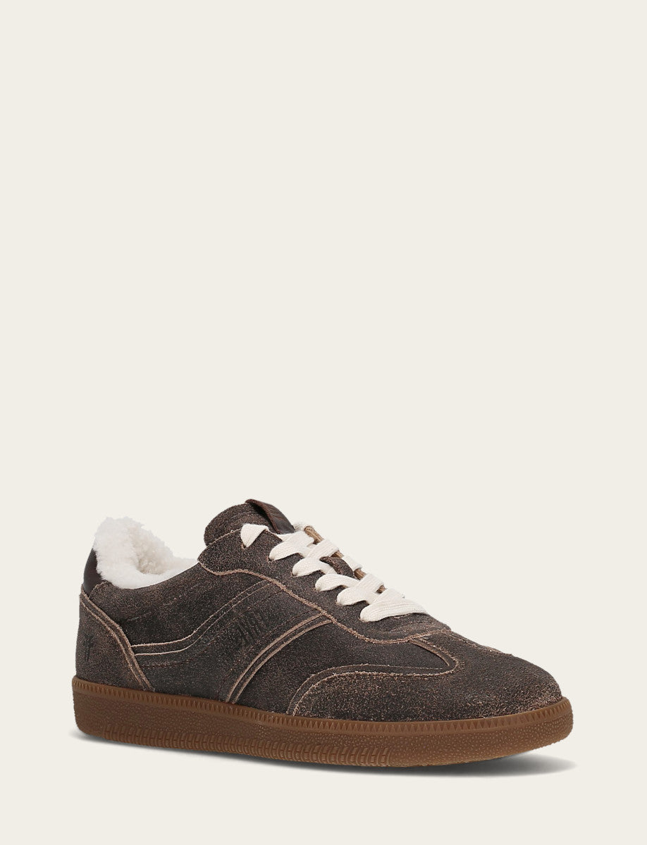 Frye Women's Dark Truffle Milly Low Lace Shearling Sneaker Dark Truffle