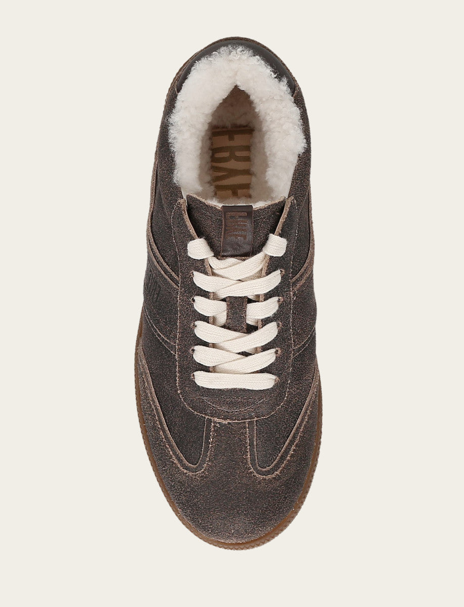 Frye Women's Dark Truffle Milly Low Lace Shearling Sneaker Dark Truffle