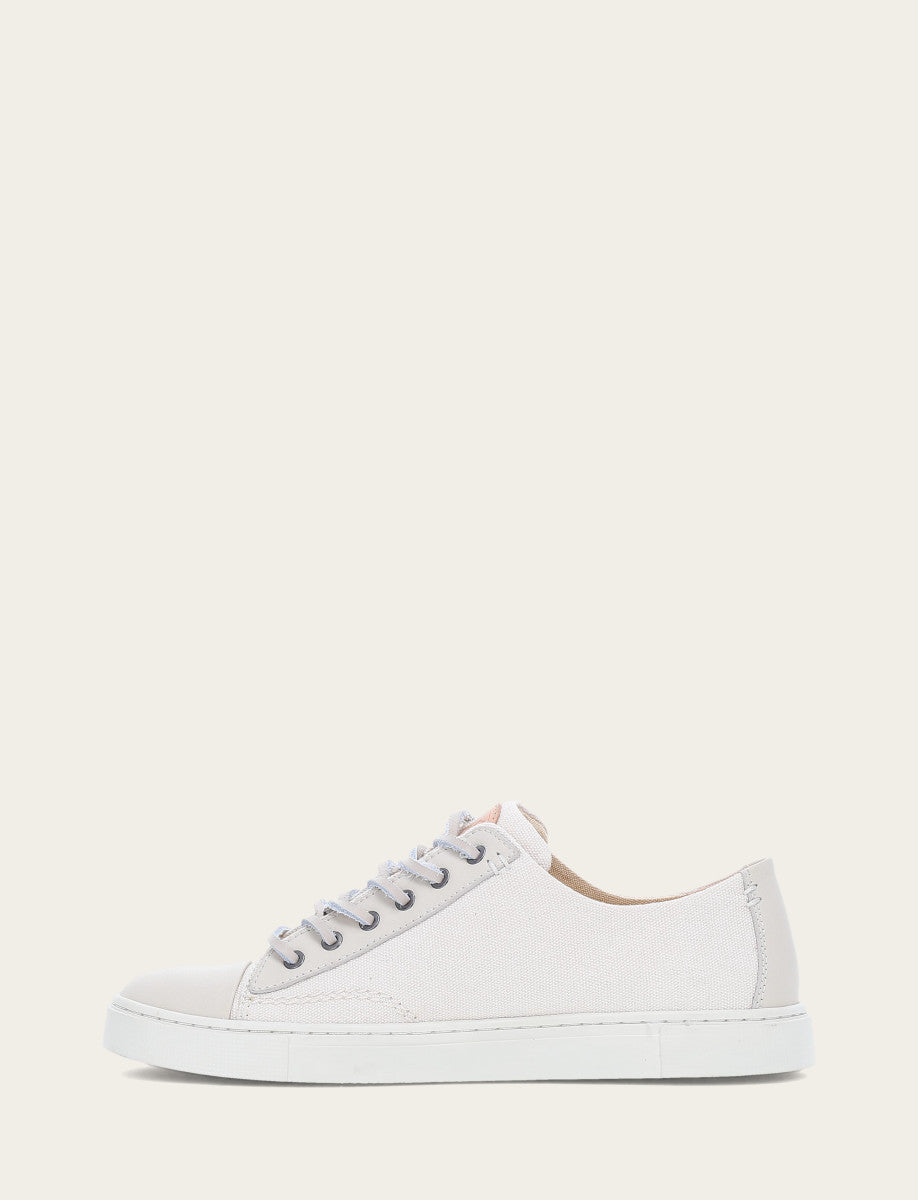 Frye Women's Ivory Ivy Canvas Low Lace Sneakers Ivory