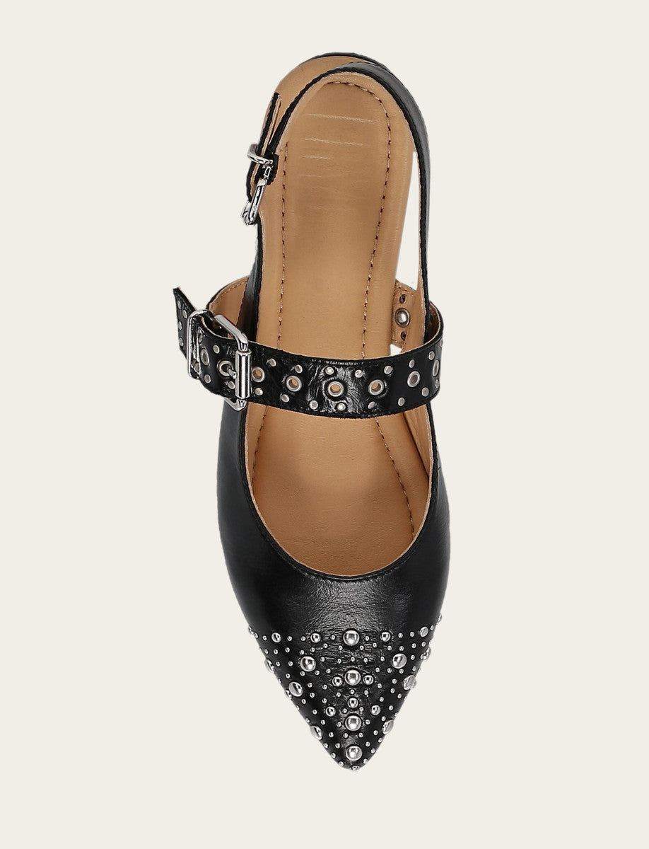 Frye Women's Black Heather Slingback Studded Shoe Black