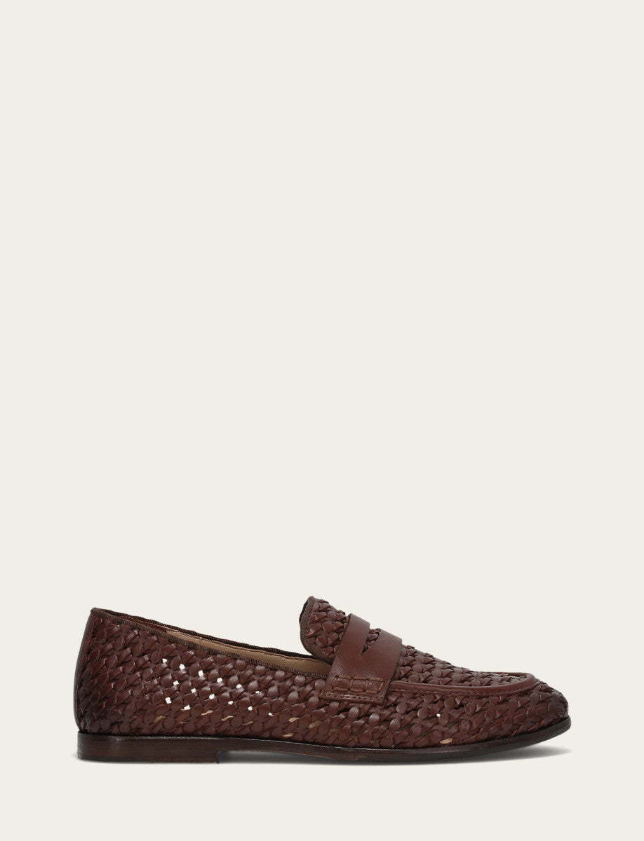 Frye Faith Woven Loafer Dark Brown