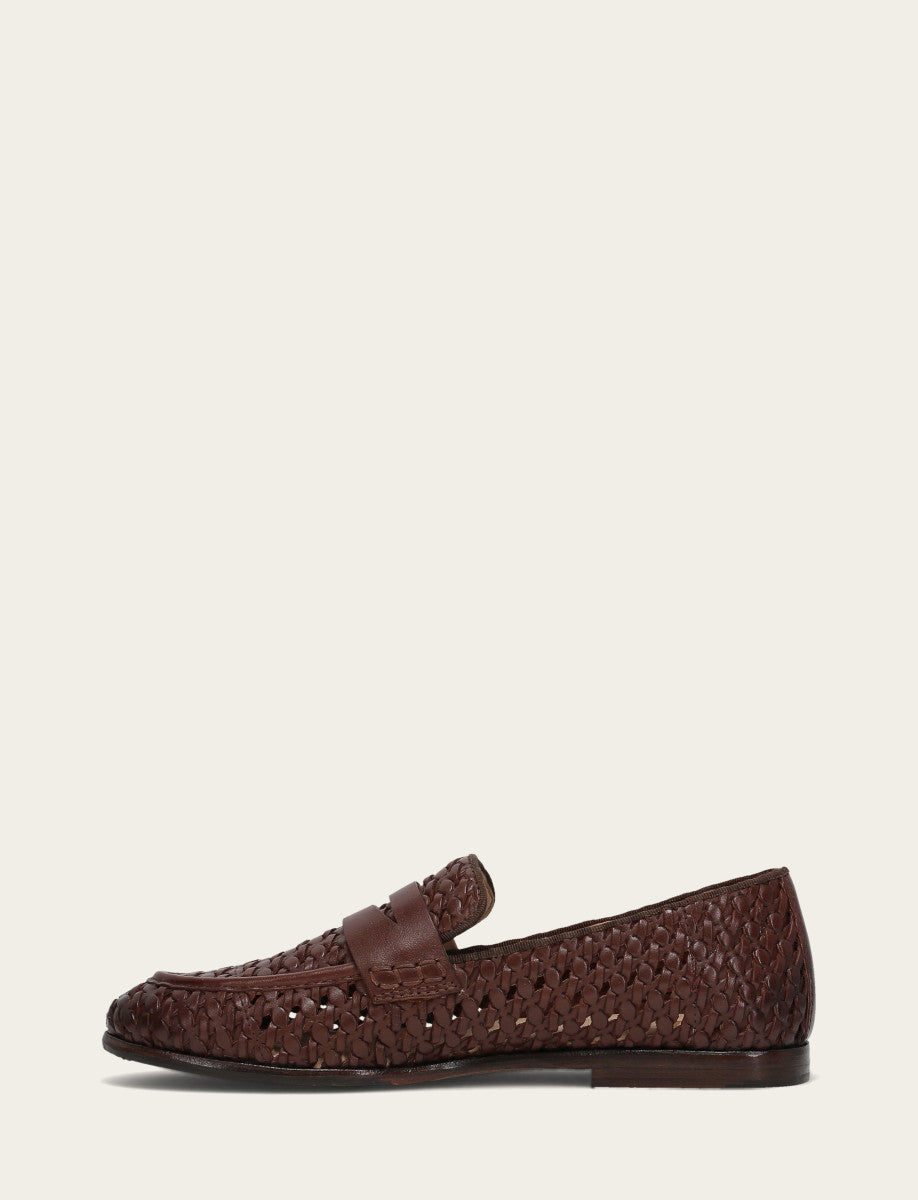 Frye Faith Woven Loafer Dark Brown