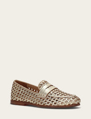 Frye Faith Woven Loafer Gold