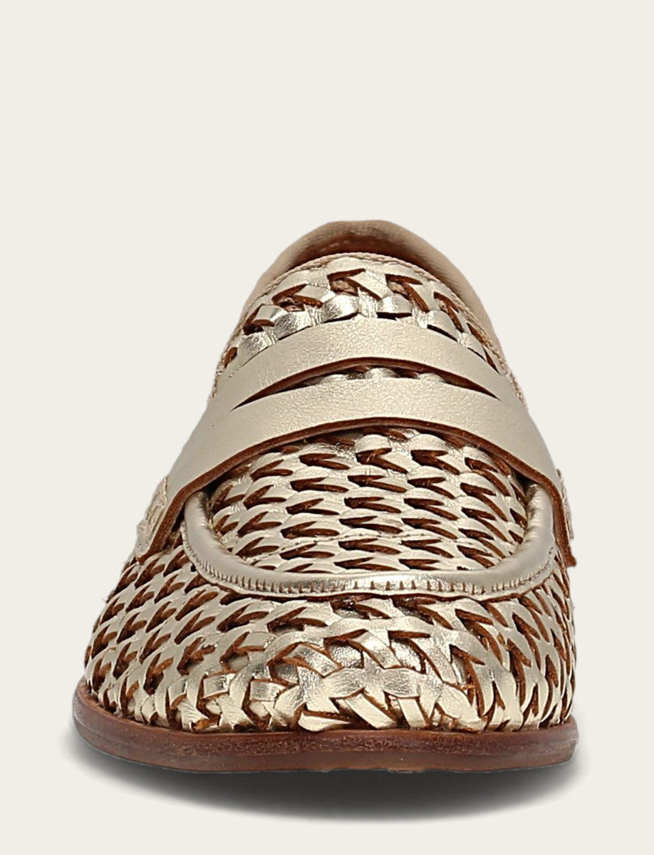 Frye Faith Woven Loafer Gold