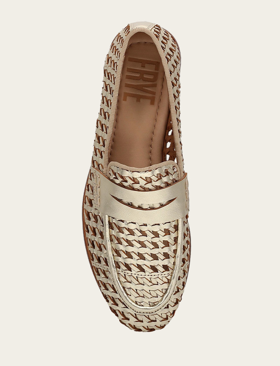 Frye Faith Woven Loafer Gold