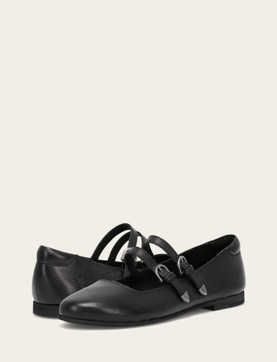 Frye Women's Black Carson Multi Mary Jane Flats Black
