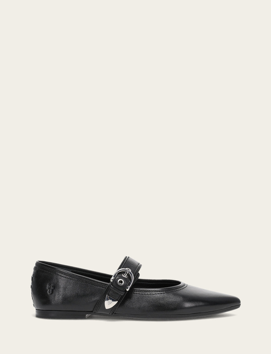 Frye Women's Black Heather Buckle Mary Jane Flats Black