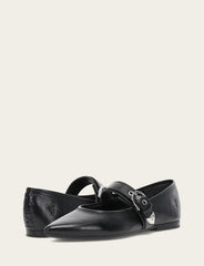 Frye Women's Black Heather Buckle Mary Jane Flats Black