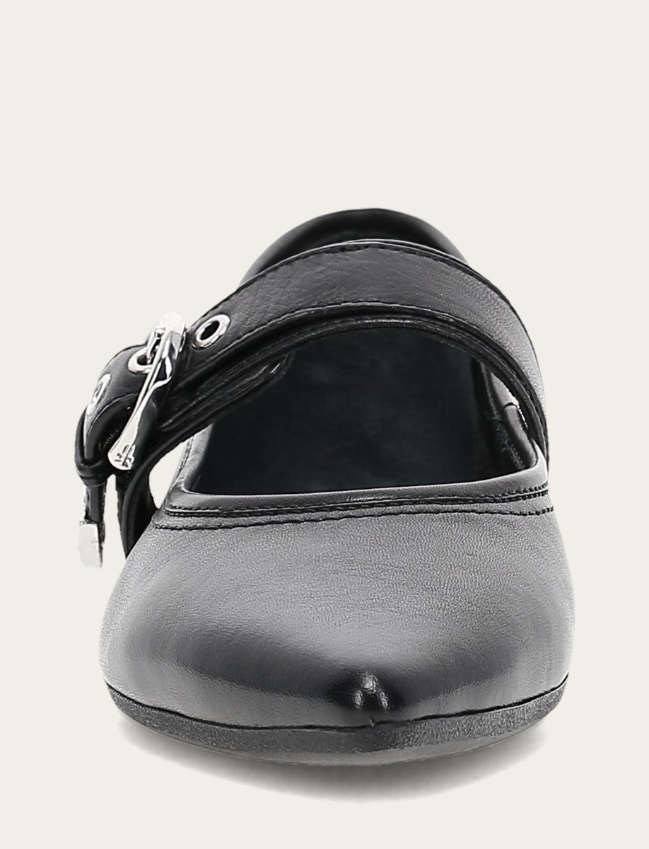 Frye Women's Black Heather Buckle Mary Jane Flats Black
