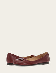 Frye Women's Cranberry Carson Logo Ballet Shoe Cranberry