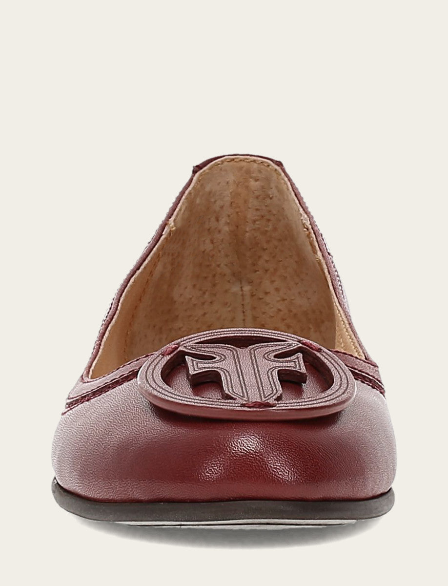 Frye Women's Cranberry Carson Logo Ballet Shoe Cranberry