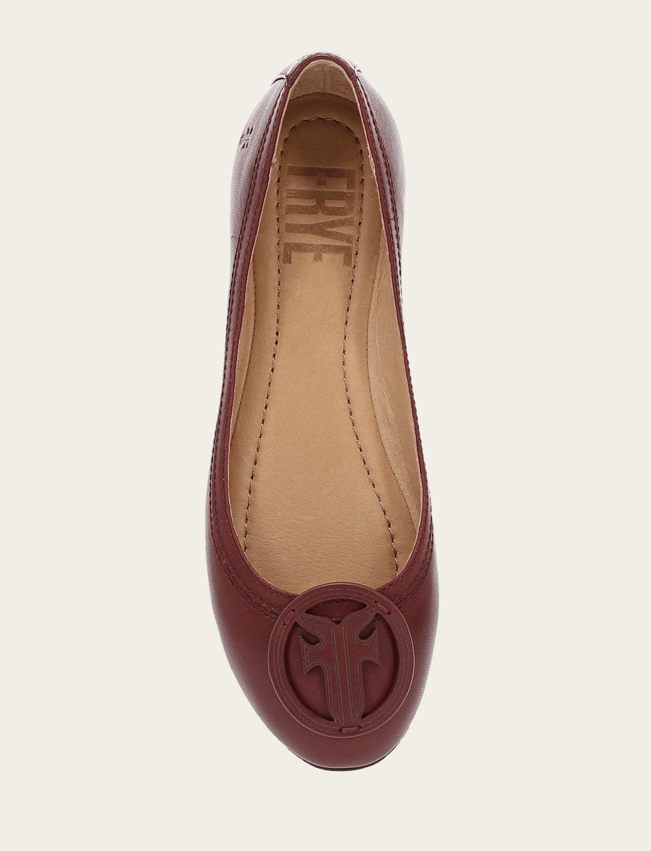 Frye Women's Cranberry Carson Logo Ballet Shoe Cranberry