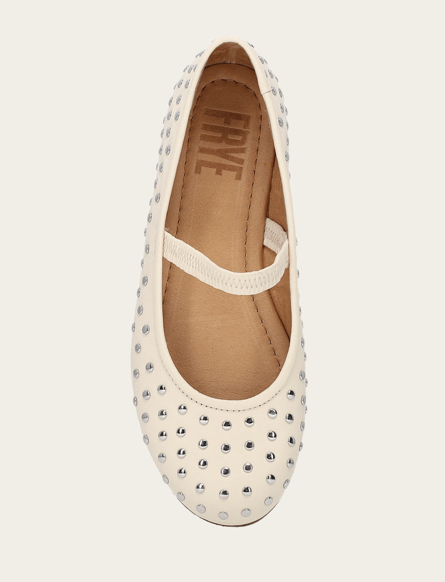 Frye Women's Ecru Emma Studded Mary Jane Shoe Ecru