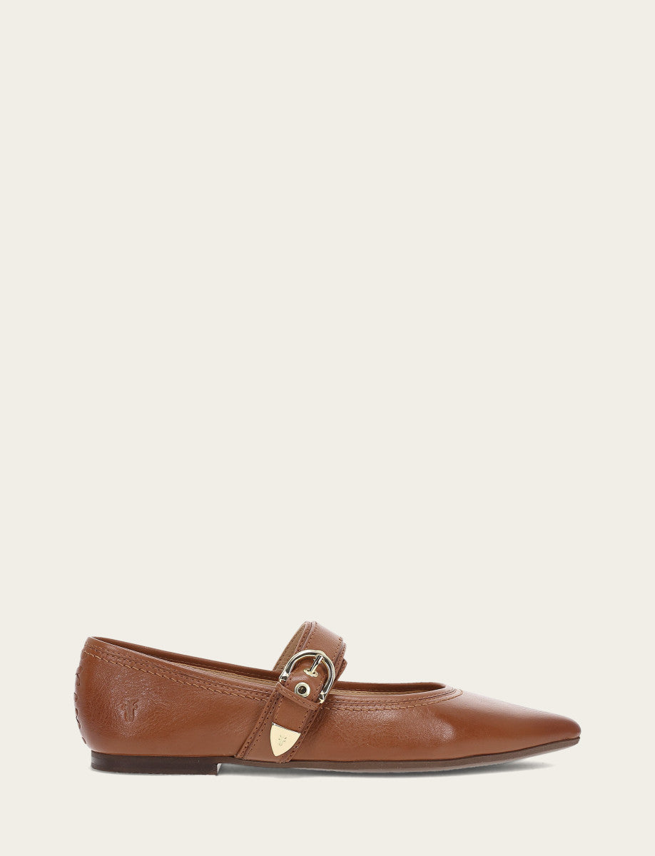 Frye Women's Dark Latte Heather Buckle Mary Jane Flats Dark Latte