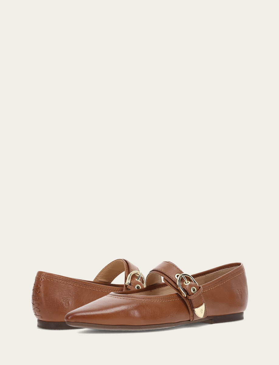 Frye Women's Dark Latte Heather Buckle Mary Jane Flats Dark Latte