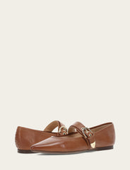 Frye Women's Dark Latte Heather Buckle Mary Jane Flats Dark Latte