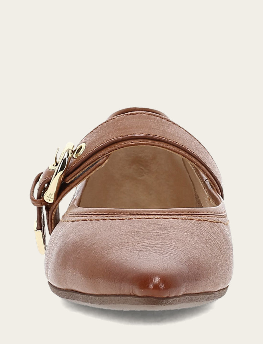 Frye Women's Dark Latte Heather Buckle Mary Jane Flats Dark Latte