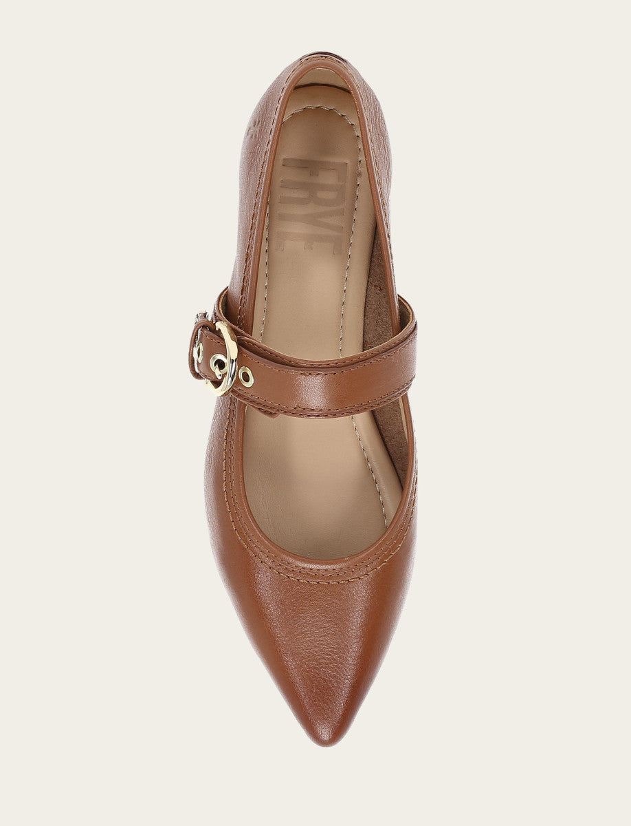 Frye Women's Dark Latte Heather Buckle Mary Jane Flats Dark Latte