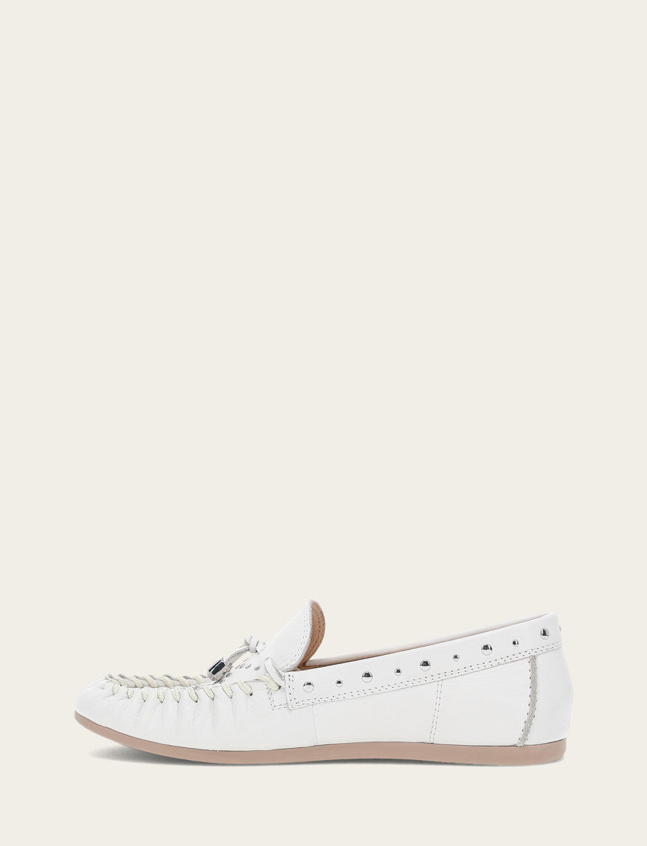 Frye Women's White Naya Stud Moc Loafers White