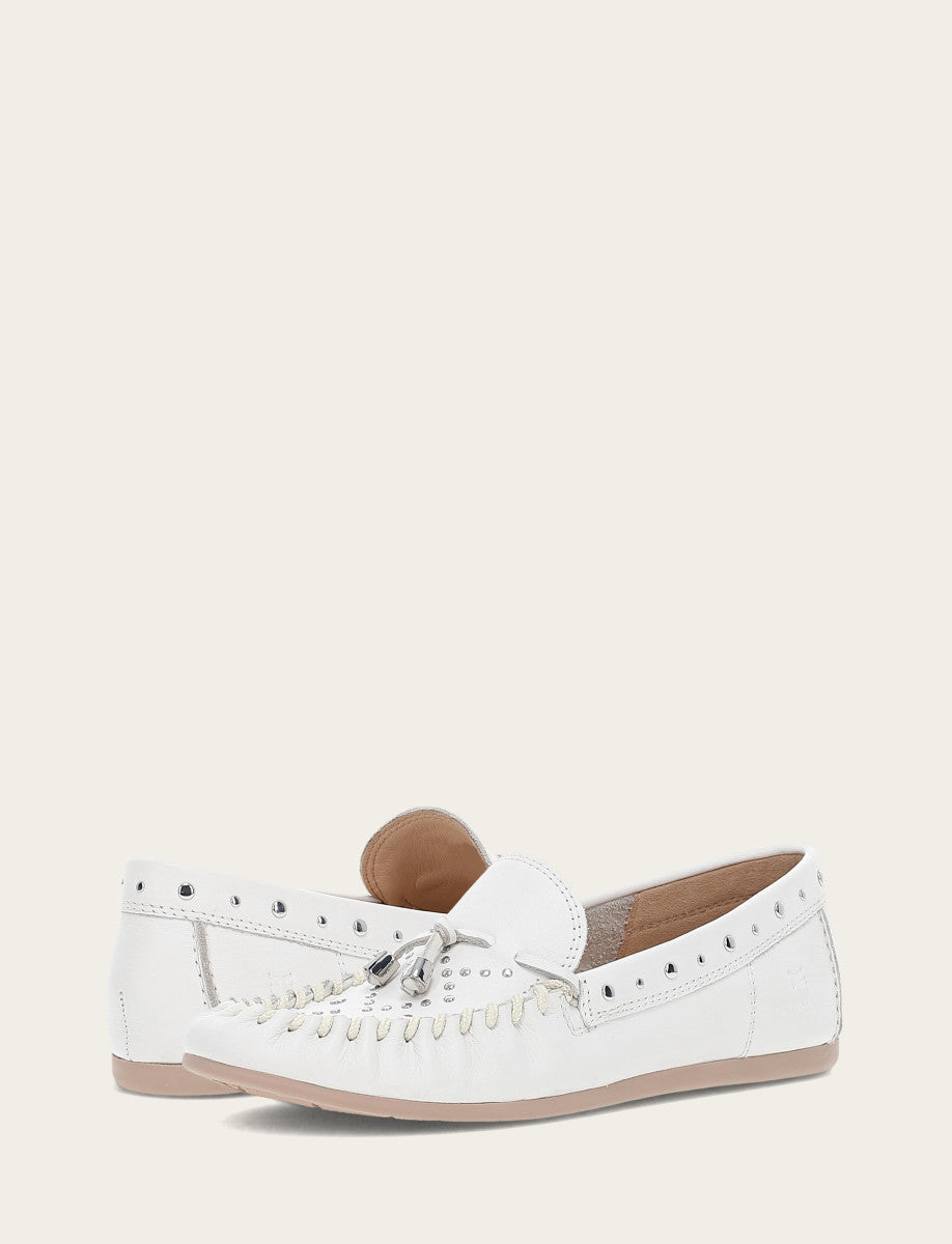 Frye Women's White Naya Stud Moc Loafers White