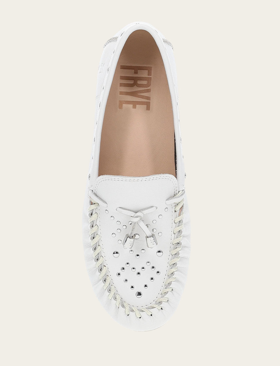 Frye Women's White Naya Stud Moc Loafers White