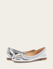 Frye Women's Silver Carson Logo Ballet Flats Silver