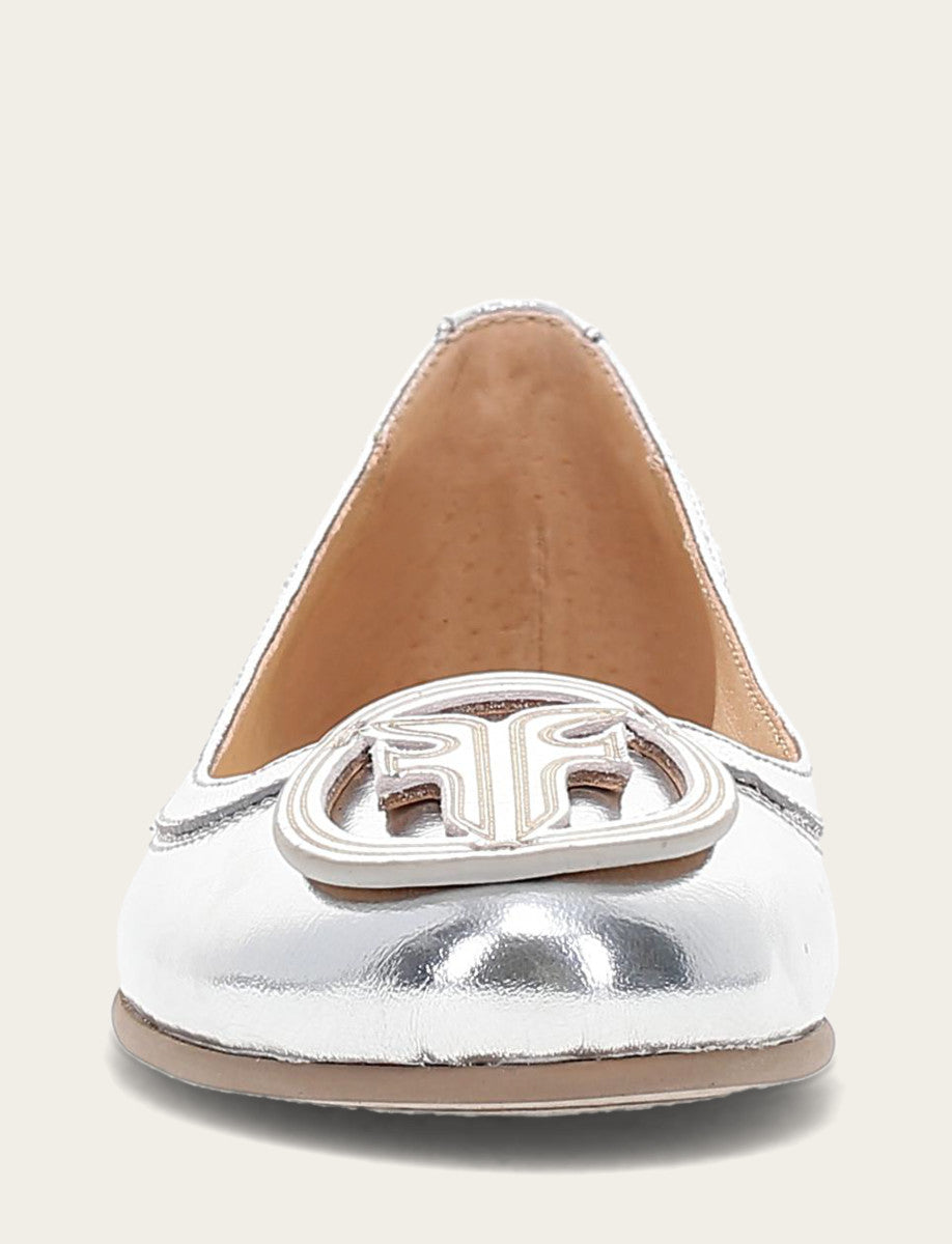 Frye Women's Silver Carson Logo Ballet Flats Silver