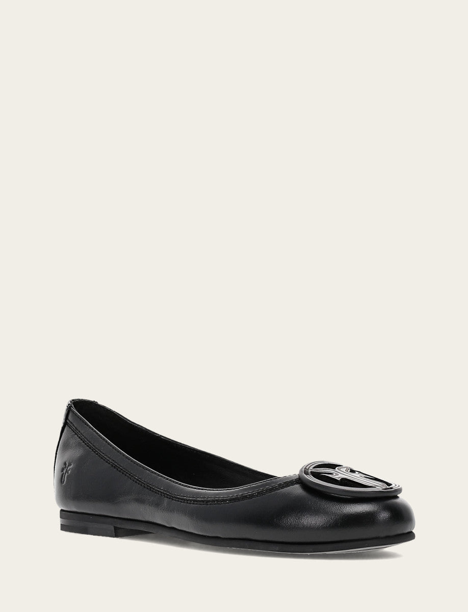 Frye Women's Black Carson Logo Ballet Flats Black