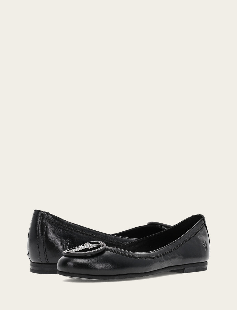 Frye Women's Black Carson Logo Ballet Flats Black