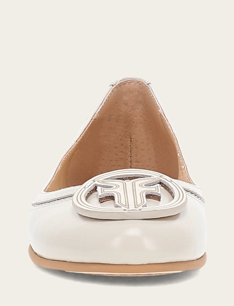 Frye Women's Ivory Carson Logo Ballet Flats Ivory