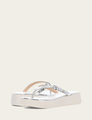 Frye Women's Silver Maya Buckle Thong Sandals Silver