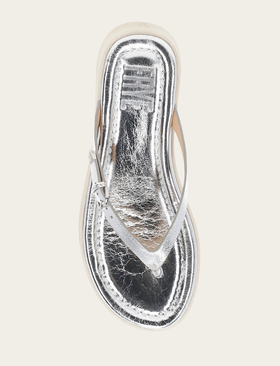 Frye Women's Silver Maya Buckle Thong Sandals Silver