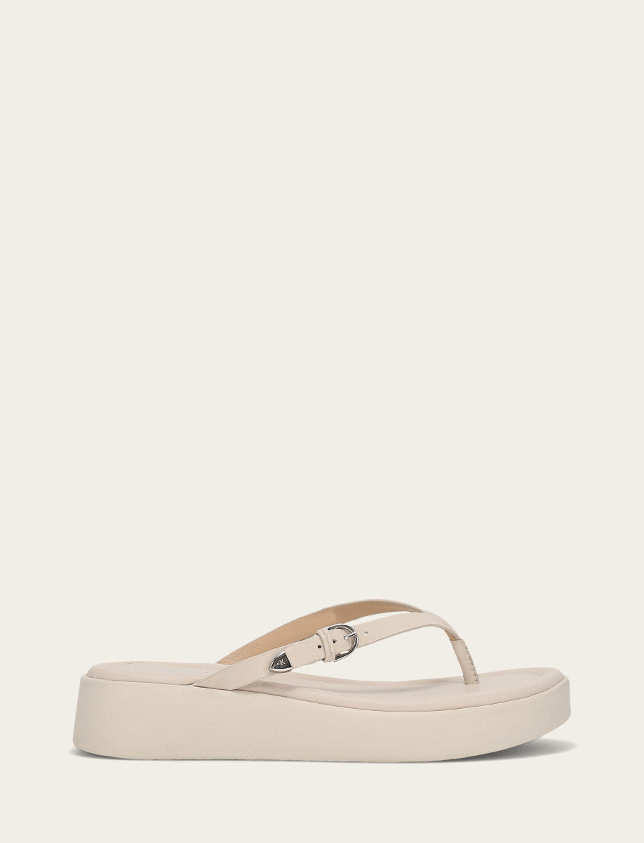 Frye Women's Ivory Maya Buckle Thong Sandals Ivory
