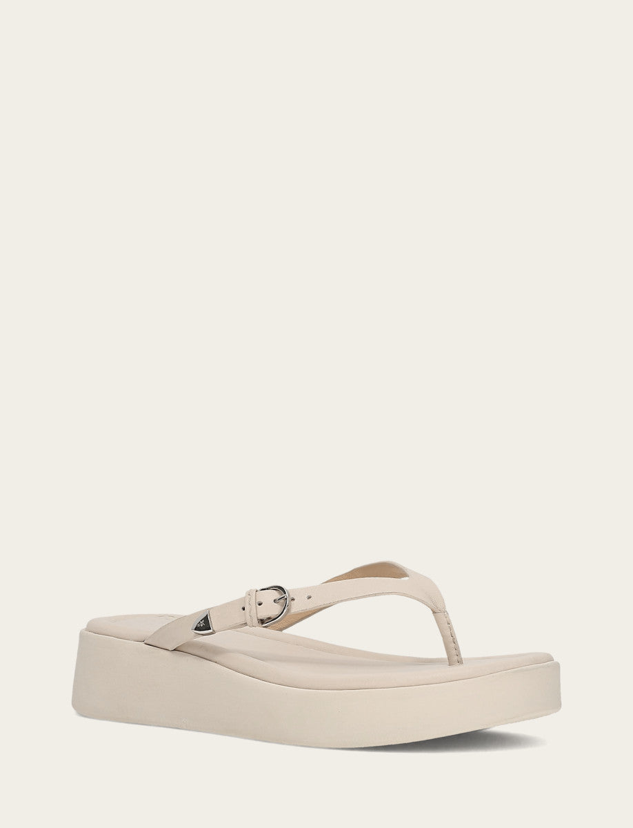 Frye Women's Ivory Maya Buckle Thong Sandals Ivory