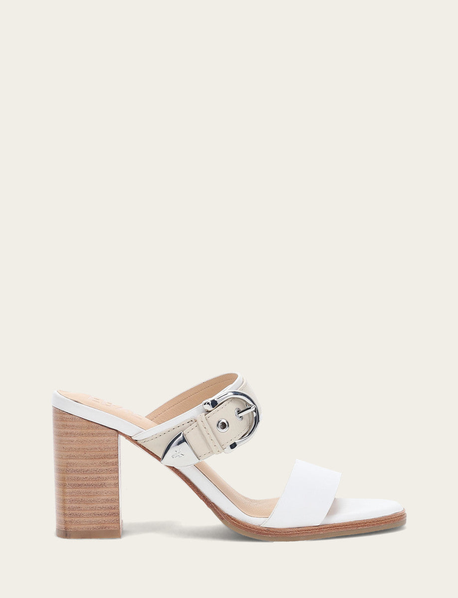 Frye Women's White Ivory Stella Buckle Slide Sandals White/ivory