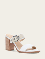 Frye Women's White Ivory Stella Buckle Slide Sandals White/ivory