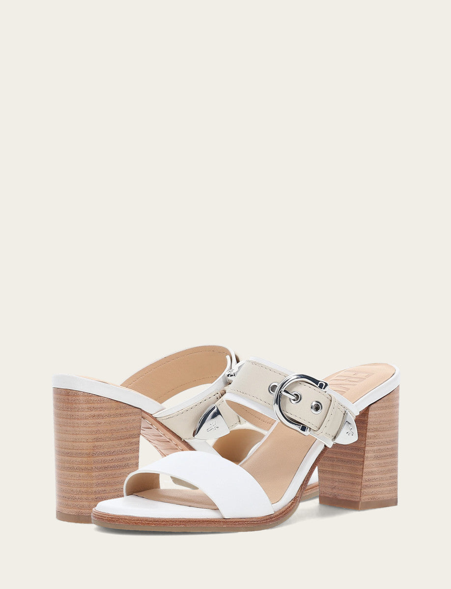 Frye Women's White Ivory Stella Buckle Slide Sandals White/ivory
