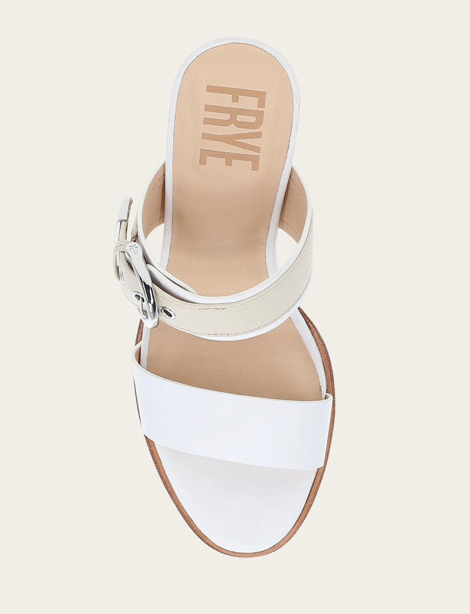 Frye Women's White Ivory Stella Buckle Slide Sandals White/ivory