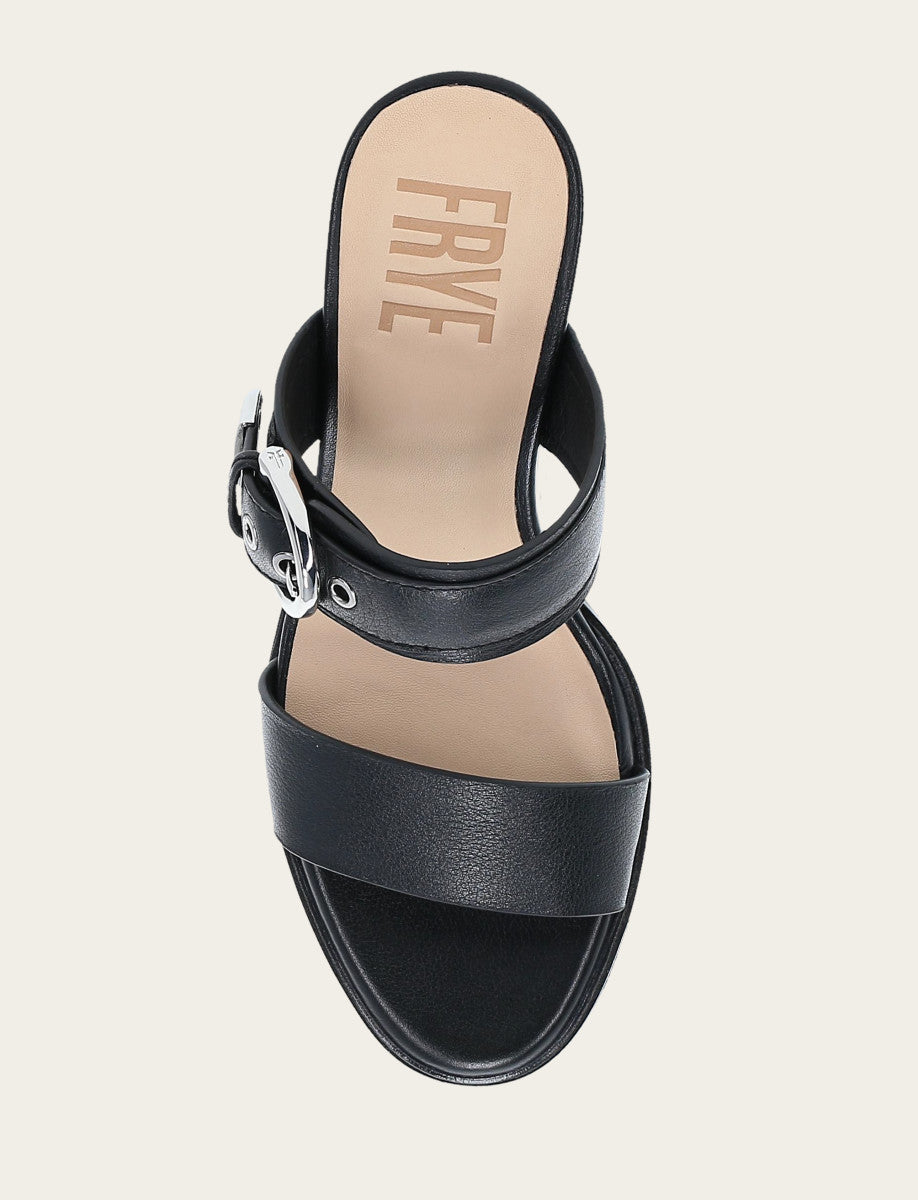 Frye Women's Black Stella Buckle Slide Sandals Black