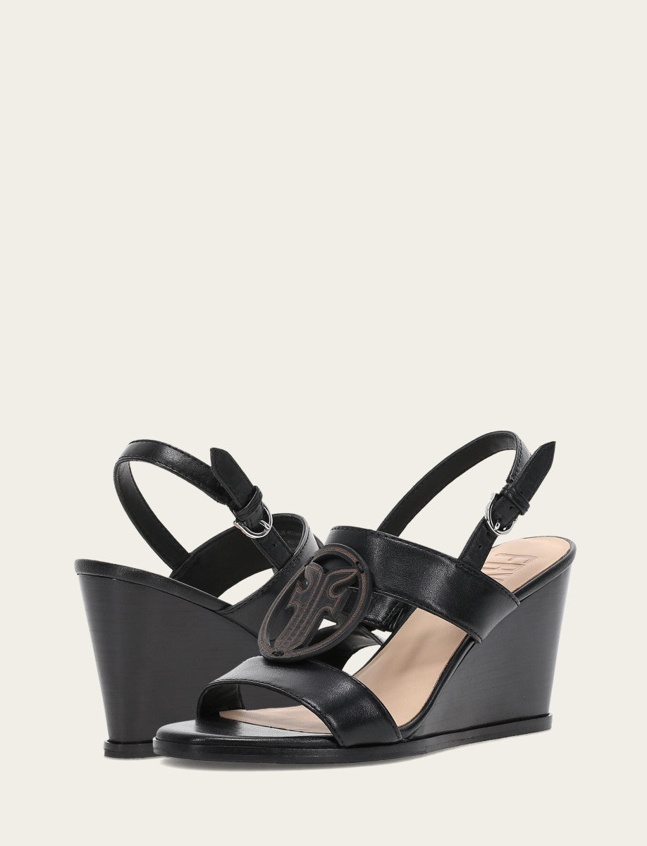 Frye Women's Black Rachel Logo Sandals Black