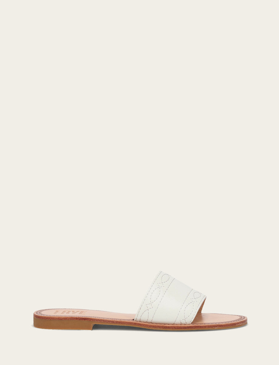 Frye Women's White Ava Woodstock Slide Sandals White