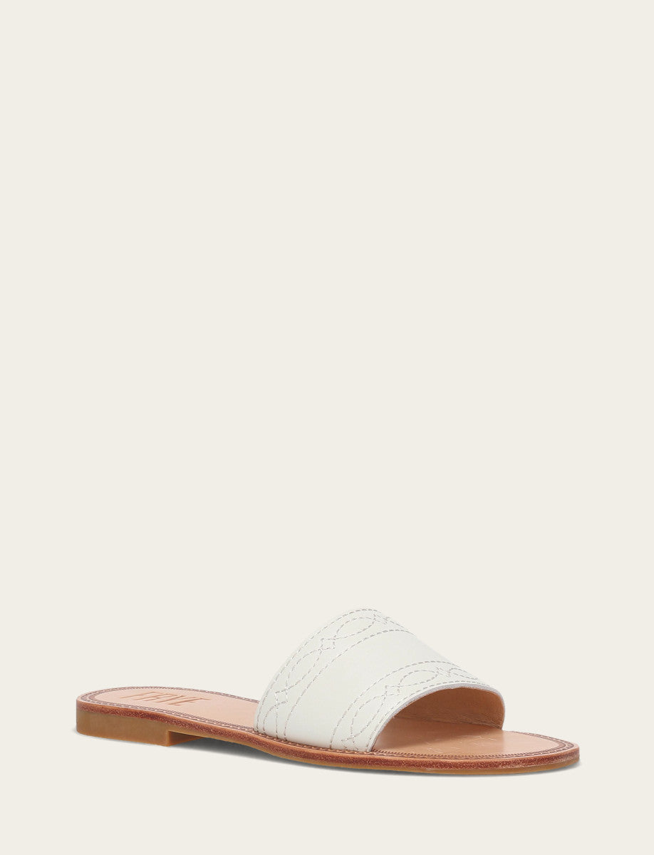 Frye Women's White Ava Woodstock Slide Sandals White