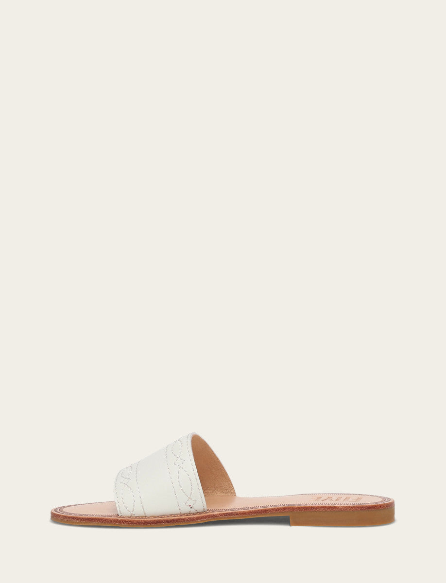 Frye Women's White Ava Woodstock Slide Sandals White