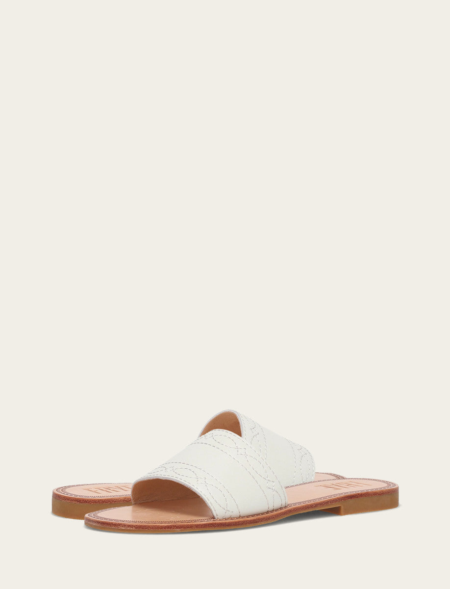 Frye Women's White Ava Woodstock Slide Sandals White