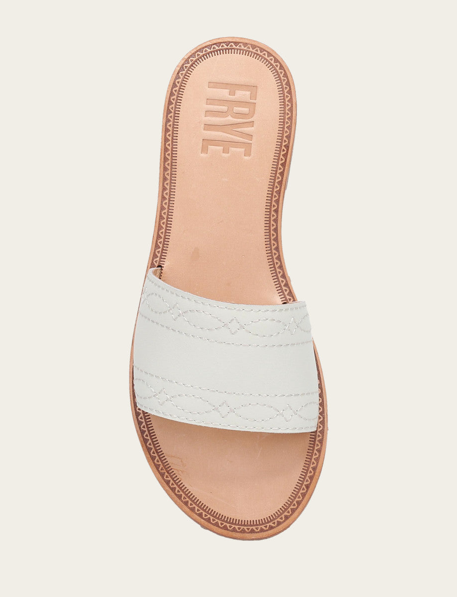 Frye Women's White Ava Woodstock Slide Sandals White