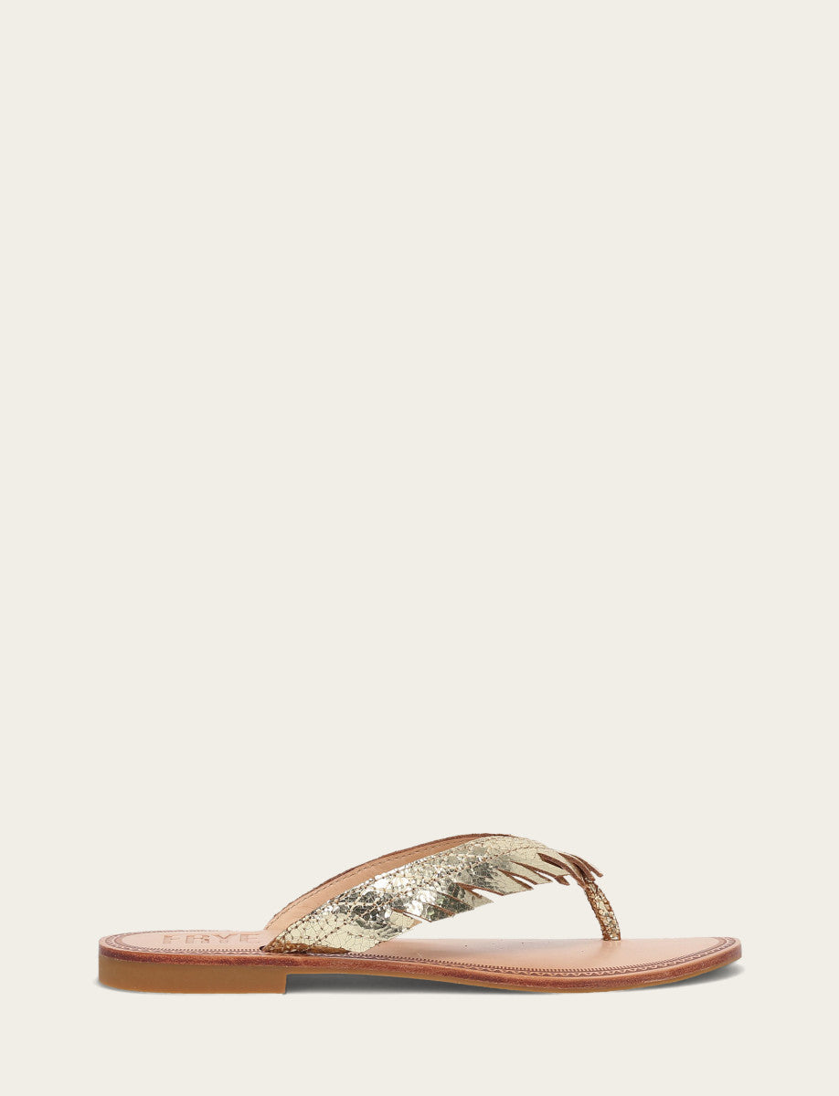 Frye Women's Gold Mirror Ava Fringe Sandals Gold Mirror